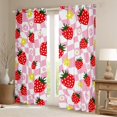 thumbnail image 2 of Homewish Kawaii Red Strawberry Curtains Pack of 2 (42x84 Each) for Girls,Groovy Floral Flowers Curtains Blackout,Geometric Plaid Grid Bedroom Curtains,Luxury Bedroom Decor, 2 of 6