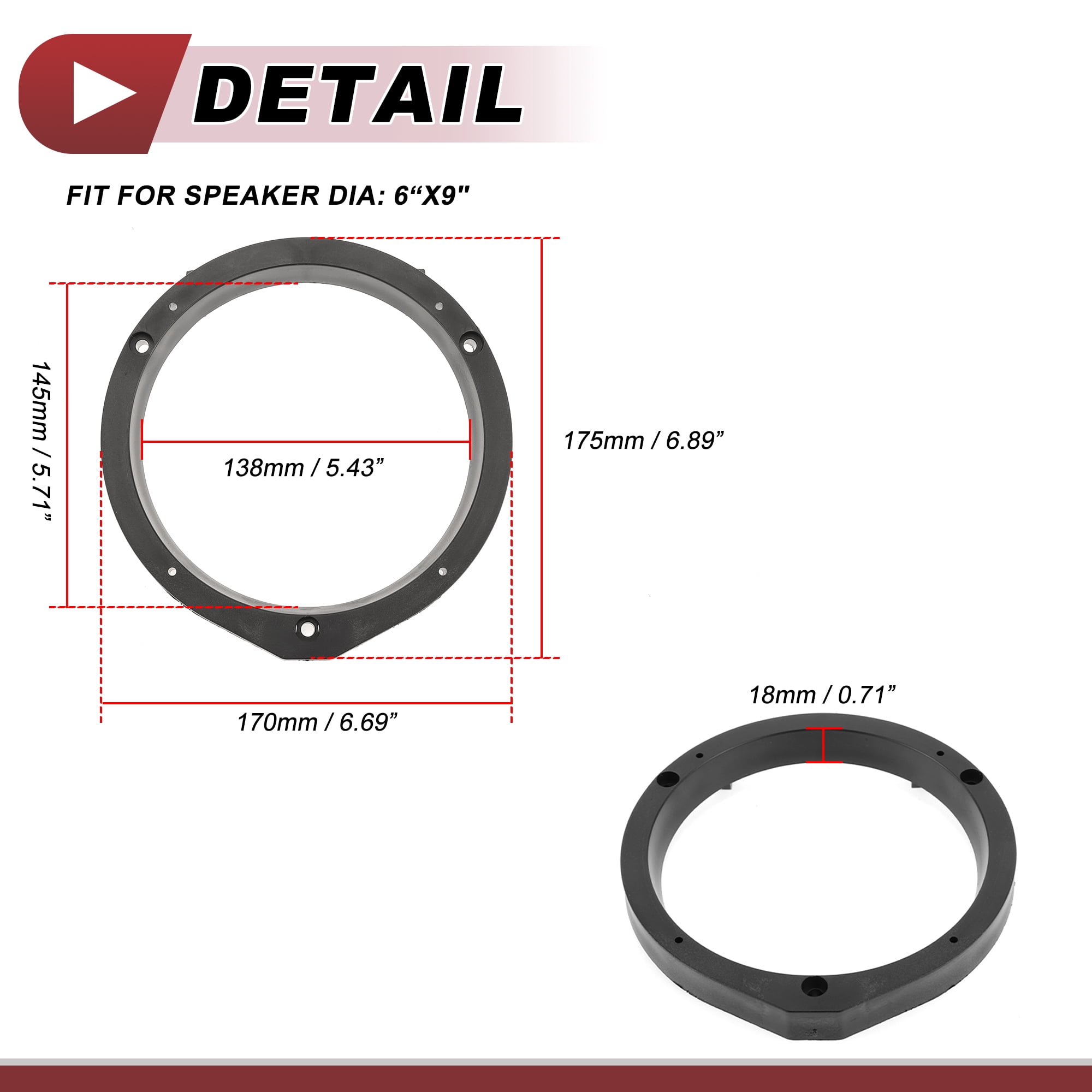 Unique Bargains 2 Set Audio Speaker Spacer Ring for Honda Accord 2003-2007 Front Door