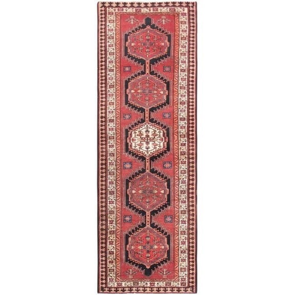 Pasargad Home 52144 Vintage Azerbaijan Rust Lamb's Wool Area Rug- 3 ft. 6 in. X 10 ft.10 in.