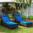 thumbnail image 2 of Topcobe Outdoor Lounger Set with 2 Chaise Chairs, Swivel Table, Reclining Back, Casters, Pillow & Headrest, Vibrant Blue for Relaxing Patio Seating, 2 of 11