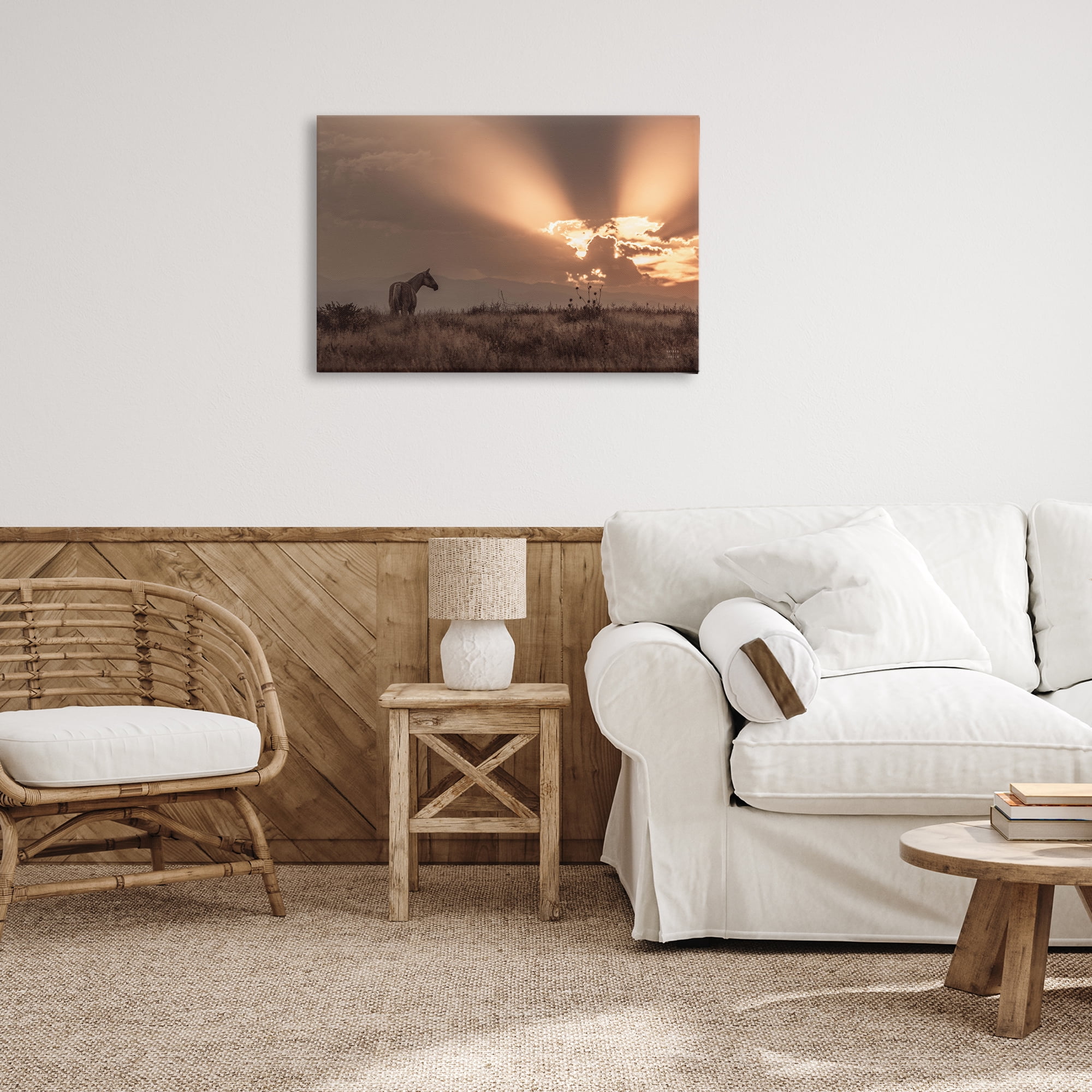 Stupell Industries Faded Sunset with Horse Landscape & Nature Photography Wrapped Canvas Art Print Wall Art, 30 x 20