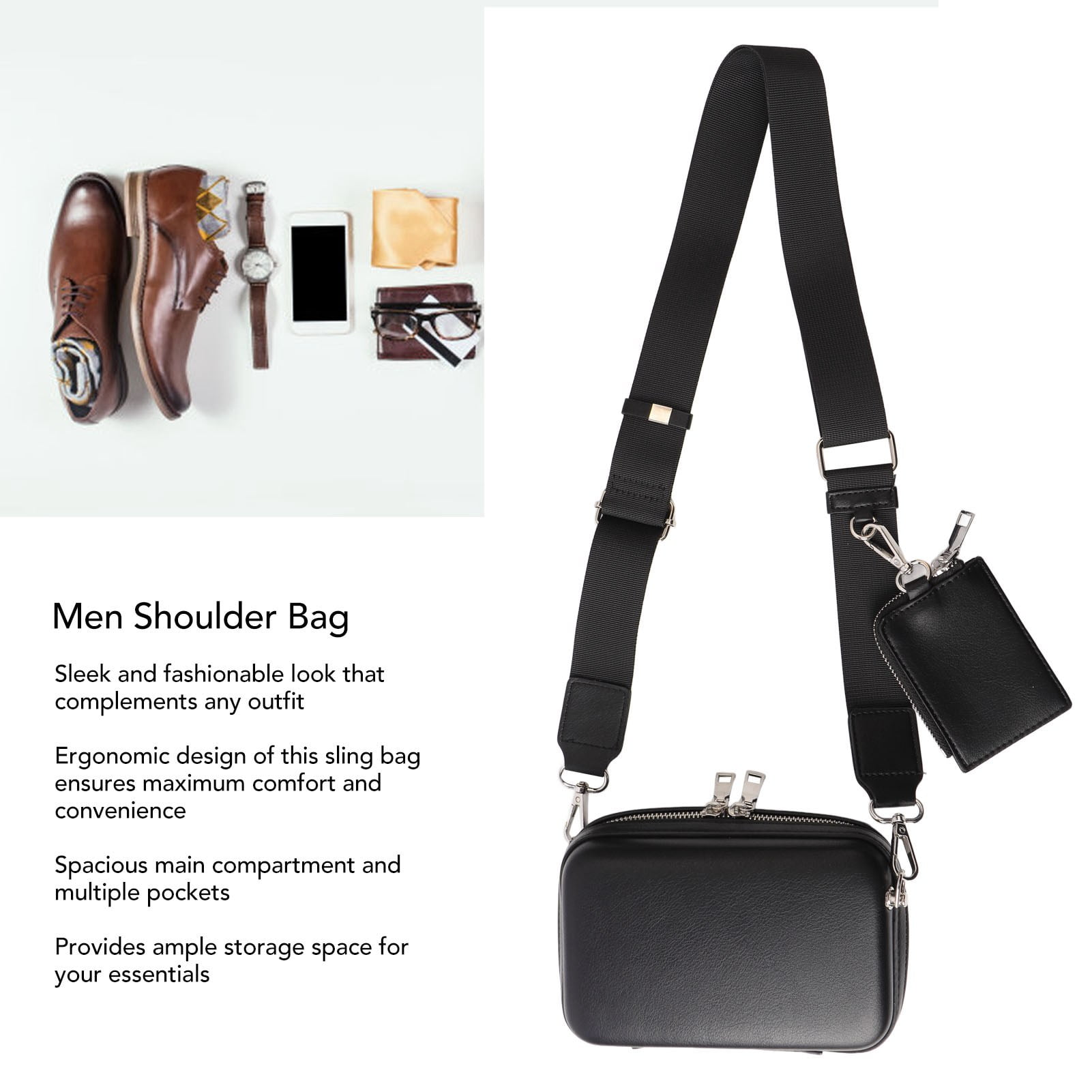 Men Single Shoulder Bag PU Leather Fashionable Ergonomics Men Single Shoulder Bag PU Leather Fashionable Ergonomics