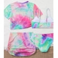 thumbnail image 5 of Gamivast Three Piece Rash Guard Set for Tween Girls Tie Dye Short Sleeve Top Bikini Skirt Bottom Summer Surfing Suit Beach Holiday Wear Bathing Suit, 5 of 7