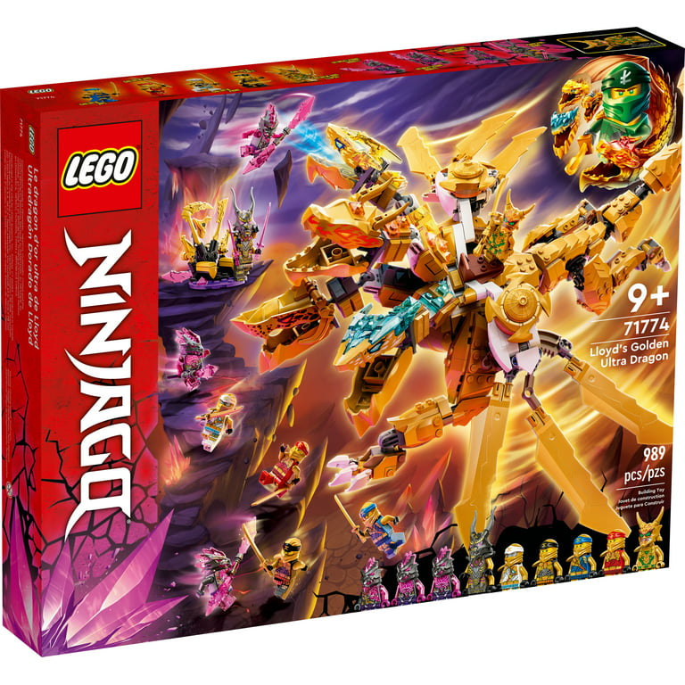 LEGO NINJAGO Lloyd's Golden Ultra Dragon Toy for Kids, 71774 Large 4 Headed  Action Figure with Blade Wings Plus 9 Minifigures