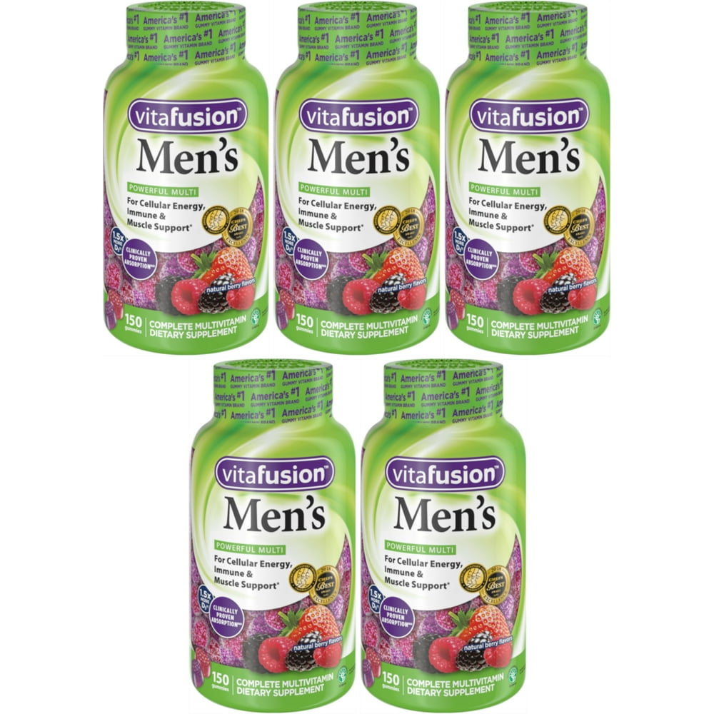 5 Pack Vitafusion Men's Flavor Gummy Vitamins Dietary Mineral Supplement 150 Eac