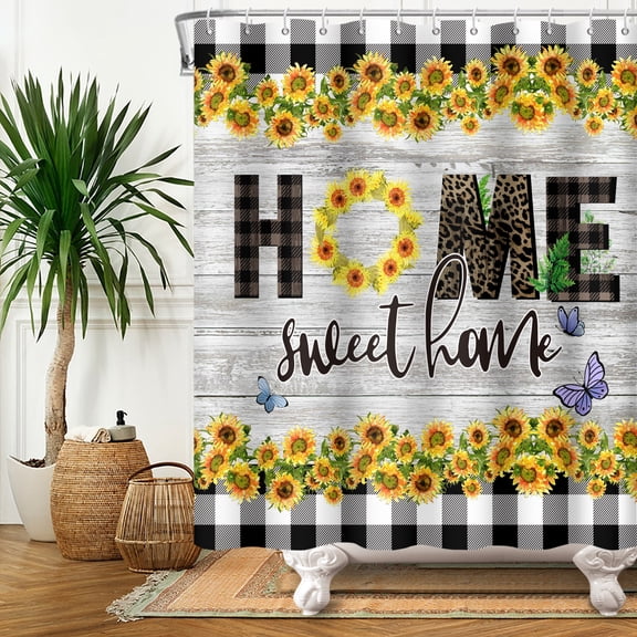 MIZHONA Rustic Sunflowers Shower Curtain Farm Home Fabric Shower Curtains for Farmhouse Bathroom Decor 72x72 in