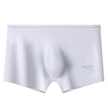YWDJ Underwear for Men Pack Men Solid Color Ice Silk Seamless One Piece Boxer Briefs White M