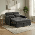 thumbnail image 2 of 51.2" 3-in-1 Convertible Loveseat Sleeper: Pull-Out Futon Sofa Bed with Adjustable Backrest & Side Pocket for Living Room, Office, Apartment - Light Grey, 2 of 10