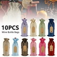 thumbnail image 3 of 10pcs Burlap Wine Bags with Drawstrings Wine Gift Bags Reusable Wine Bottle Covers with Ropes and Tags for Blind Wine Tasting Christmas Wedding Birthday Holiday Party Housewarming, 3 of 5