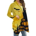 thumbnail image 4 of Uaswgudfs ​Women's Cardigan Autumn Themed Trench Coat - Black Cat Bats Pumpkin Print Open Front Relaxed Fit Seasonal Celebration​, 4 of 6