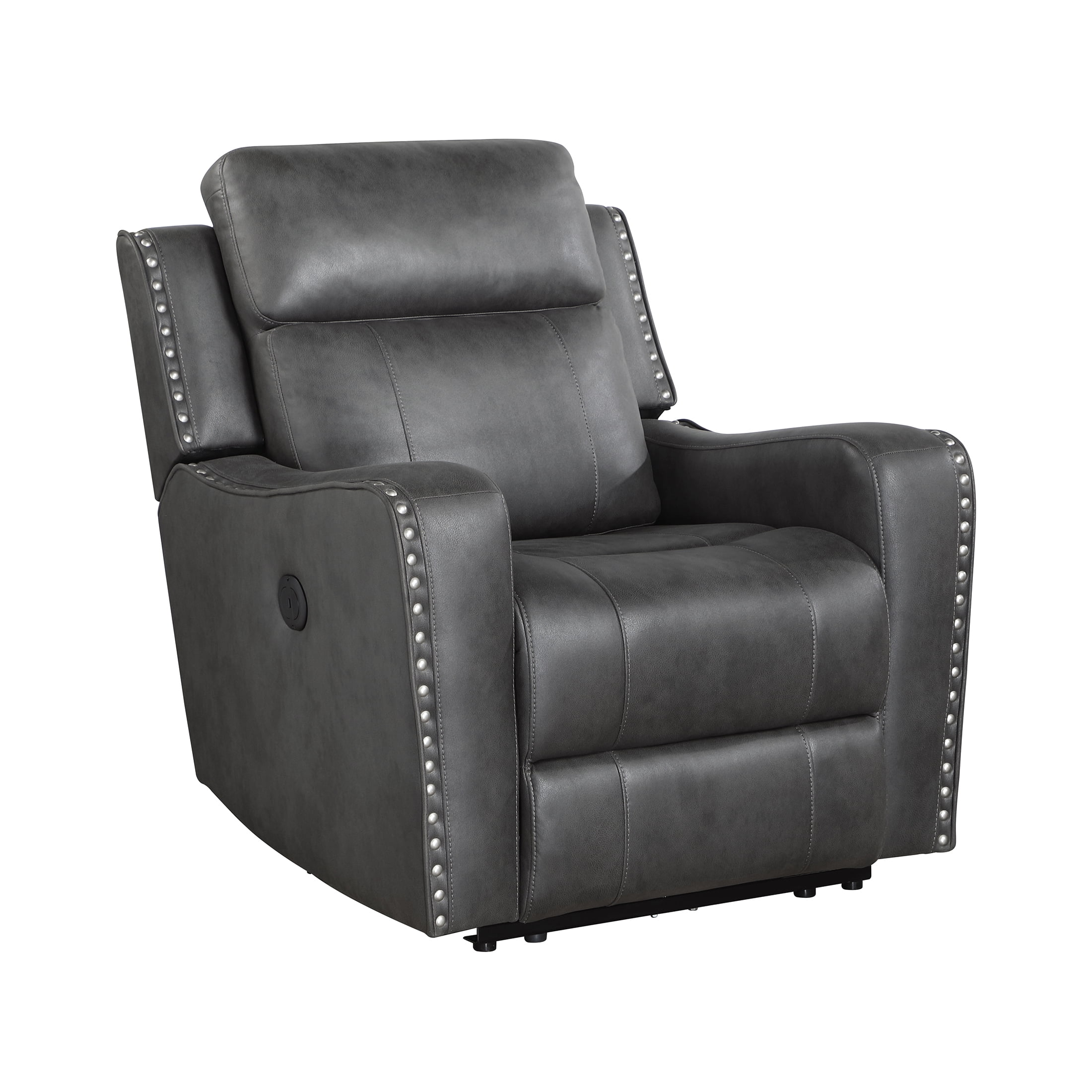 OakvillePark Winterthorn Microfiber Power Reclining Chair, Smoky Gray