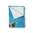 thumbnail image 2 of Ocean Soft Flannel Fleece Throw Blanket, Turtle Family Swimming in Ocean Bubbles Underwater World Cartoon Fun Artwork, Cozy Plush for Indoor and Outdoor Use, 50" x 60", Green Blue Brown, by Ambesonne, 2 of 6