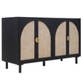 thumbnail image 5 of Kepooman Rattan Cabinet, Modern Sideboard, Buffet Storage Cabinet, Accent Cabinet with 4 Doors for Living Room Kitchen Hallway, Black, 5 of 13