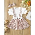 thumbnail image 2 of Faithtur Ensemble de Barboteuse pour Bébés Filles, Manches Courtes Col Rond Imprimé Nœud Papillon Patchwork Robe Trapèze avec Bandeau, 2 of 8