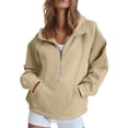 thumbnail image 2 of Women 3/4 Zip Hoodies Fall Fashion Fleece Pullover Mock Neck Sweatshirt Long Sleeve Casual Workout Winter Tops 2026 M, 2 of 7