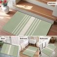 thumbnail image 6 of Sage Green Beige Striped Entryway Rug 2x3 Area Rug Washable Indoor Doormat Small Bathroom Rugs Low Pile Accent Throw Rugs Modern Farmhouse Retro Lines Floor Carpet for Kitchen Bedroom Entrance, 6 of 9