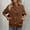 Brown, variant on Womens Pink Cotton Spandex Oversized Jacket - Stand Collar with Pockets, Button Front & Relaxed Fit for Spring Fall Casual Wear,Size L