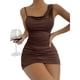 thumbnail image 3 of Jumpingount Vestido de tirantes finos informal para mujer, vestido veraniego con cuello Irregular, ropa de verano para vacaciones en la playa y discoteca Vestidos Café L Jumpingount AP010938-09, 3 of 6