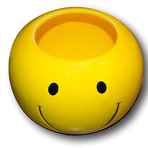 Adorable Blue Smiley Face/Happy Face Planter/Candy Dish with Hearts