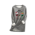 thumbnail image 2 of Chandails en Molleton Femmes Tendance et Hiver Décontracté Mode Tempérament Peluche Chaude sous-Couche Imprimé de Noël Manches Longues Col Rond Hauts Mignons Chandails à Capuchon pour Adolescentes en Liquidation, 2 of 6