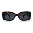 thumbnail image 3 of Womens Mod Minimalist Narrow Rectangle Thick Plastic Fashion Sunglasses Tortoise - Black, 3 of 8