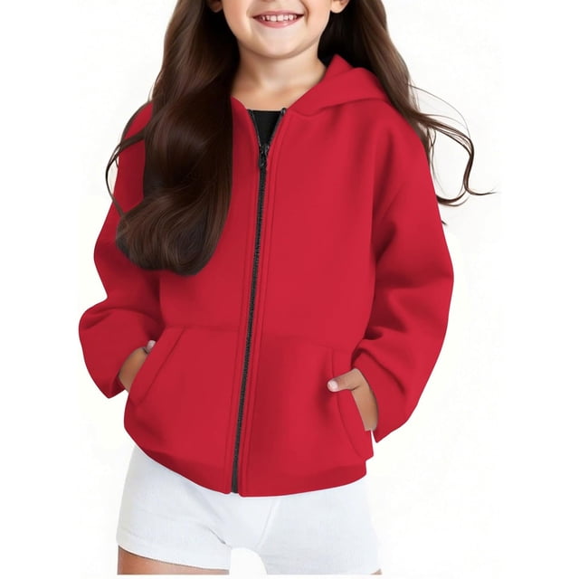 Chandail à Capuche pour Filles Veste Zippée Chaude Chandail Décontracté pour Adolescentes