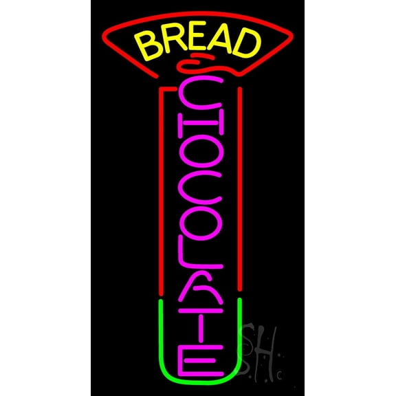 Bread And Chocolate LED Neon Sign 20 x 37 - inches, Black Square Cut Acrylic Backing, with Dimmer - Bright and Premium built indoor LED Neon Sign for restaurant window and interior decor.