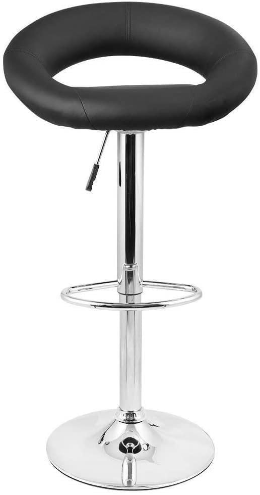 Nicer Furniture Mooncut PU Swivel Height Adjustable Bar Stool in Black