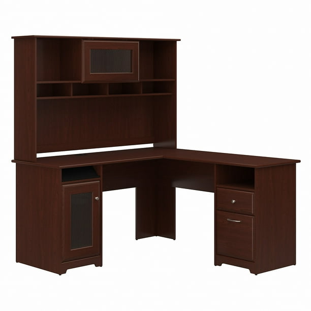 Combining function and style, this contemporary computer desk will be an instant standout in your home office. bush furniture cabot 60w l shaped computer desk with hutch