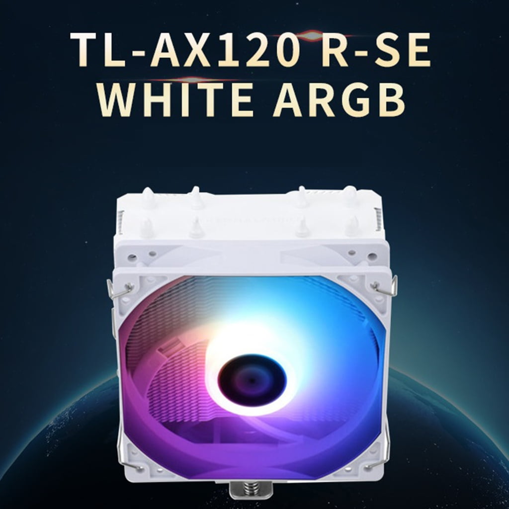 Oasiva TL-AX120 R-SE WHITE ARGB CPU Air Cooler, 4 Heat Pipes, TL-C12CW-S PWM Quiet Fan CPU Cooler with S-FDB Bearing