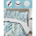 thumbnail image 4 of Blue Green Leaf Twin XL Size Down Alternative Comforter, Lightweight Comforter Quilt Bedding Set with Pillow Shams Summer Vintage Watercolor Plant All Seasons Bed Comforter Duvet Insert 68"x98", 4 of 7