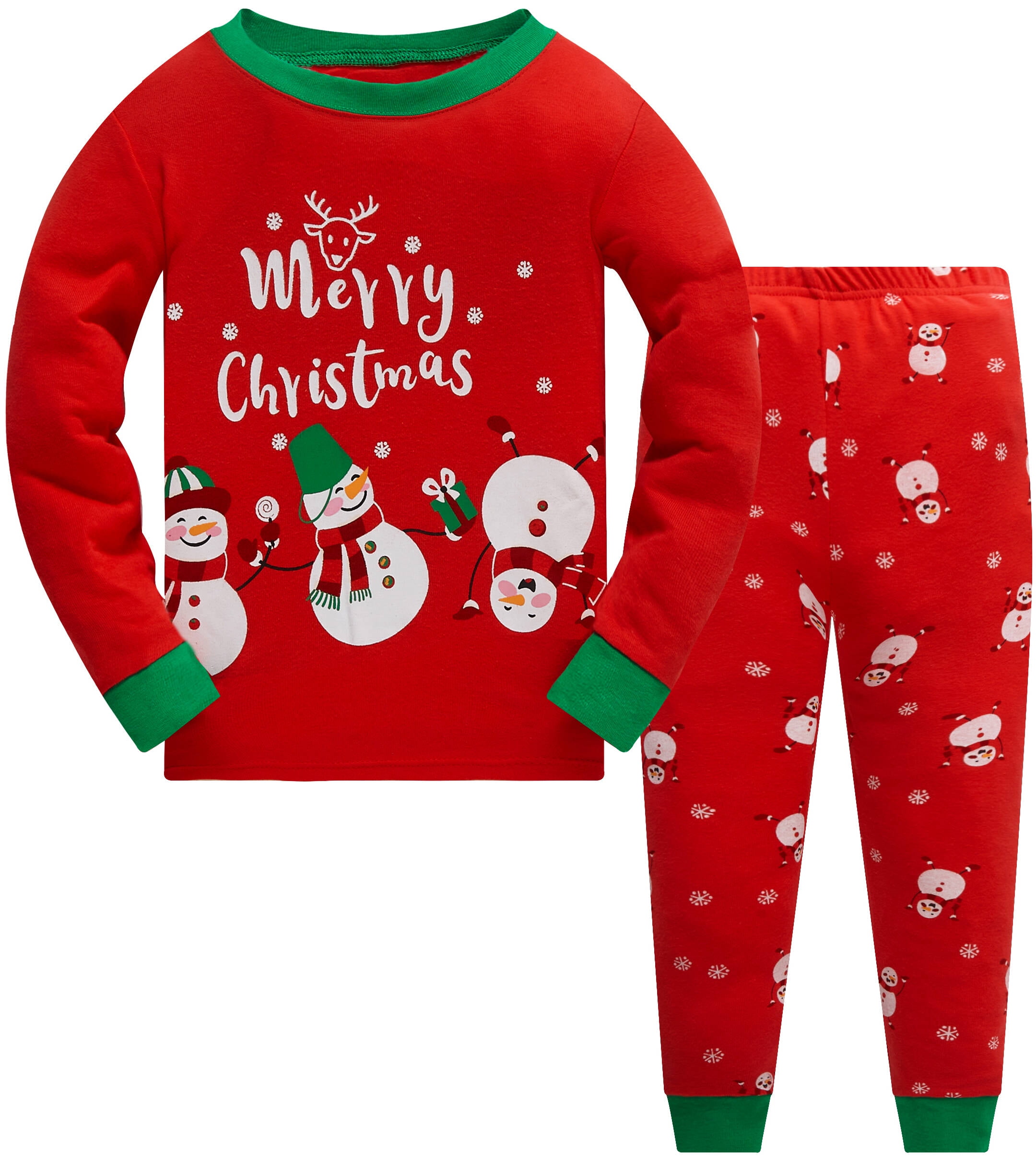 Kids Christmas Pajamas 100 Cotton Long Sleeve Toddler Snowman Xmas Pjs