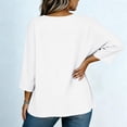 thumbnail image 6 of Qulqfy 3/4 Length Sleeve Womens Graphic Tees Fall Solid Scoop Neck Plus Size Boho Casual Spring Comfy Dressy Knit Women Summer Tops XL, 6 of 7