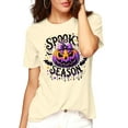 thumbnail image 3 of VILOVE Women Halloween T-Shirt Spooky Season Letter Print Pumpkin Graphic Crew Neck Tee Tops, 3 of 5