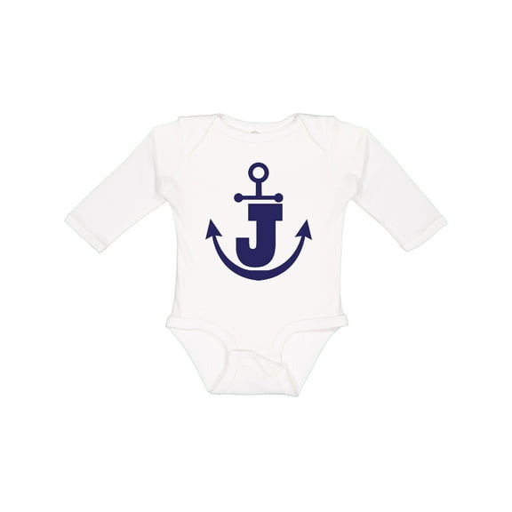 Inktastic Monogram J Nautical Anchor Boys or Girls Long Sleeve Baby Bodysuit