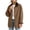 Brown, variant on Women's Barn Jacket Collared Button Down Mid-Length Shacket Jackets with Plaid Lining for Fall Winter