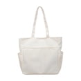 thumbnail image 2 of Bolsa de lona grande con múltiples bolsillos, 40 x 33 x 13 cm, blanco y negro, bolso casual de hombro para trabajo, escuela, viajes y uso diario., 2 of 6