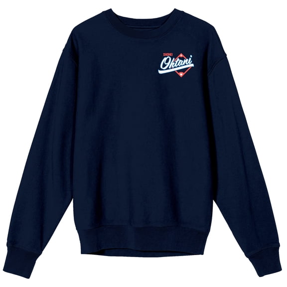 Shohei Ohtani Baseball Sports Number 17 Adult Navy Blue Crew Neck Long Sleeve Sweatshirt-Medium