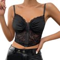 thumbnail image 1 of Gibobby Summer Desire Sexy Lace Flower Hollow Out Mujeres Crop Corset Top(Negro,M), 1 of 5