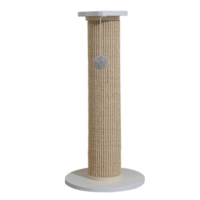 Cats Scratch Post with Interactive Ball Toy Vertical Scratcher Cat Climbing Pole White Beige 63x30cm