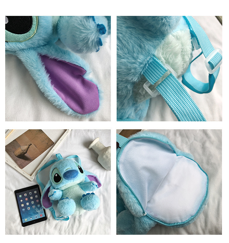 QingY Lilo & Stitch Children Plush Backpack Toys New Girls Toy Kawaii Christmas Gifts, Kids Unisex, Size: One size, Blue