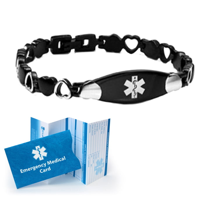 Elastic Stretch Medical ID Bracelets for Mens Womens Stainless Steel 7.75 8.5 Inch Emergency Alert Bracelets 
