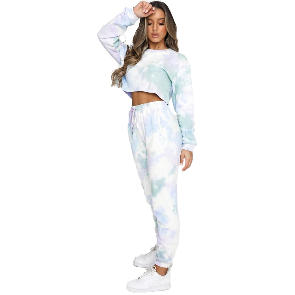 Tie dye crop top and online sweatpants