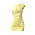 thumbnail image 3 of HTNBO One Shoulder Summer Dress – Ruched Cocktail Party Bodycon, Spring & Sexy Mini Short Dress for Women, 3 of 5
