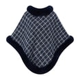 thumbnail image 7 of Puyaiuu Women Tweed Faux Fur Trim Cape Poncho Winter Warm Outerwear Shawl Navy Free Size Gift, 7 of 7