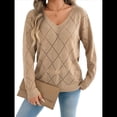 thumbnail image 1 of Suéter de Crochet para Mujer, Top de Larga Calada, Conjuntos de Otoño, Moda Caqui L, 1 of 10