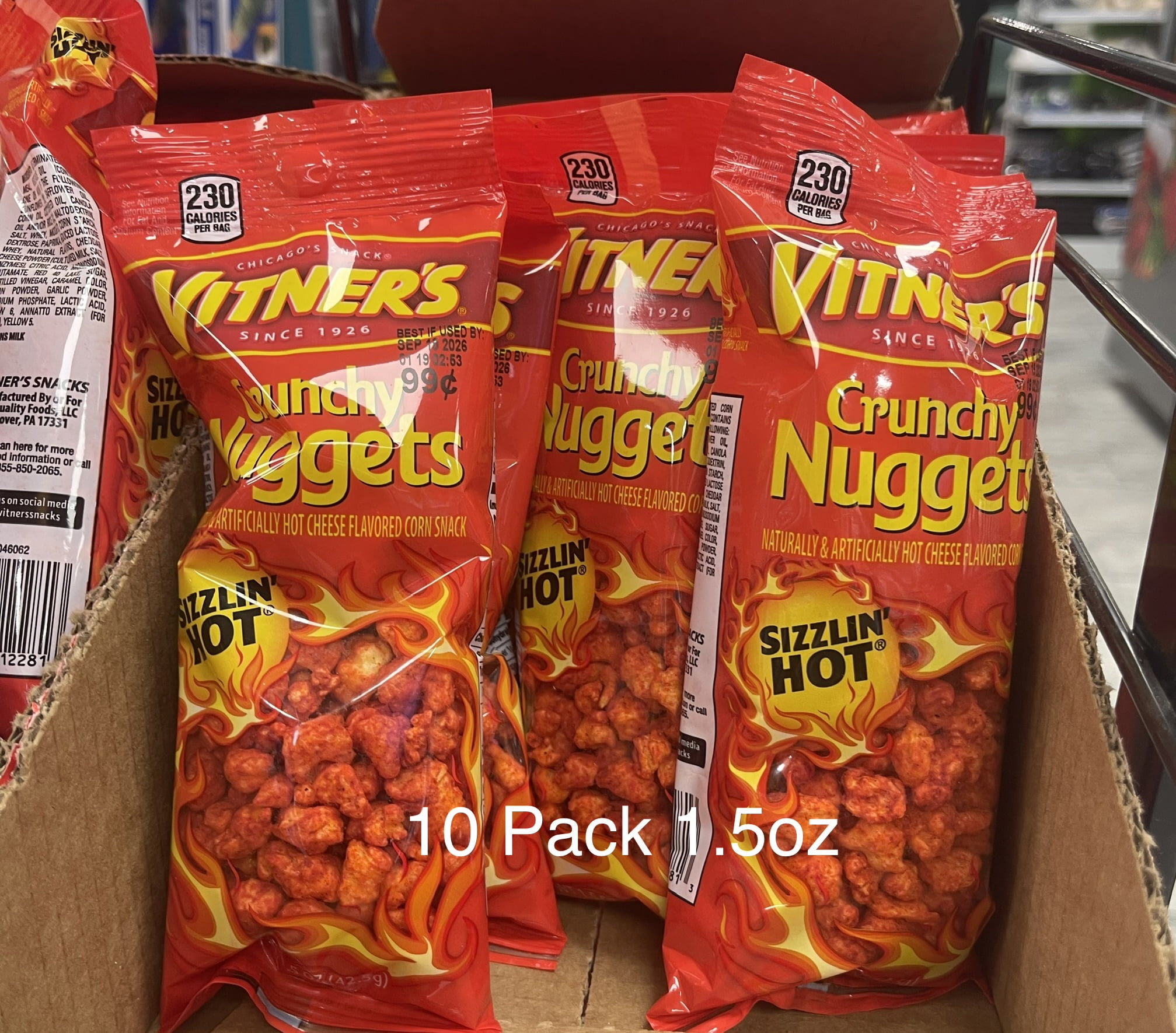 Vitners Tangy Triple Cheese Sizzlin' Hot Chips 25 Pack 1oz bags A