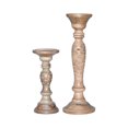 thumbnail image 3 of Handmade Mango Wood Eco-friendly Traditional Wallnut Set Of Two 9" & 15" Pillar Candle Holder, 3 of 7