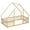 Natural, variant on Twin Floor Bed, Wooden Montessori Bed Frame with Roof and Fence Guardrails, Natural
