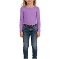 thumbnail image 6 of Breezora Girls Ribbed Knit Long Sleeve Tee Round Neck Slim Fit Casual Basic Top Stretchy Soft Everyday Pullover Shirt 150 Size Purple, 6 of 6